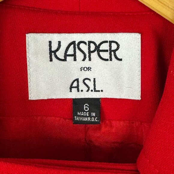 Kasper ASL Red Blazer Jacket Black Buttons Classic Professional Career Size 6 - Picture 6 of 10
